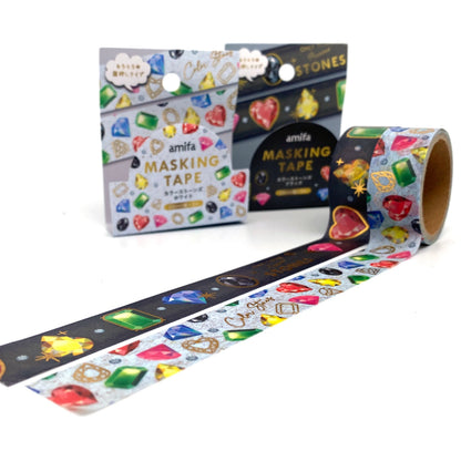 Edelsteine mit Folienapplikation Washi Masking Tape