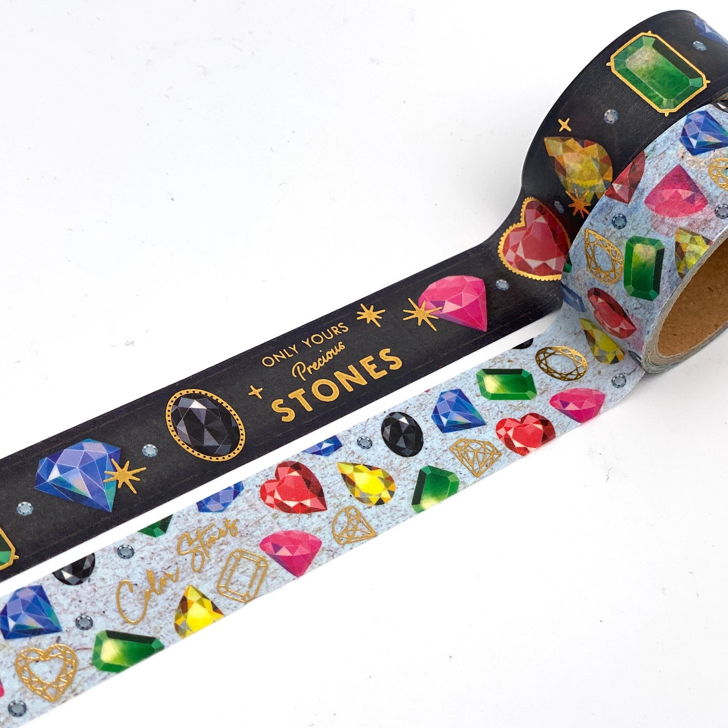 Edelsteine mit Folienapplikation Washi Masking Tape
