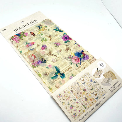 Decoupage - Vögel / Schmetterlinge / Blumen