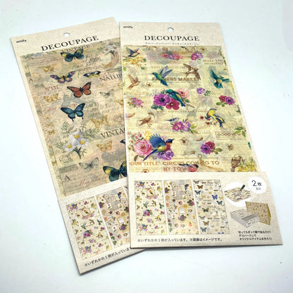 Decoupage - Vögel / Schmetterlinge / Blumen