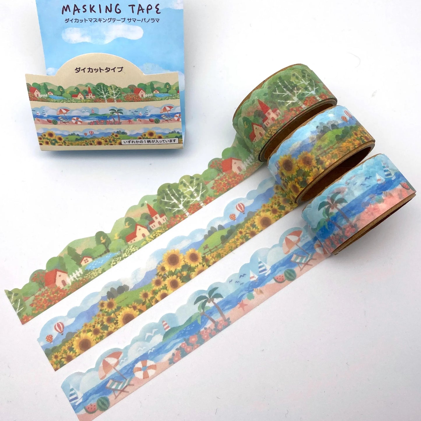 Dorf, Strand, Sonnenblumen -  Washi Tape/Masking Tape mit Konturschnitt