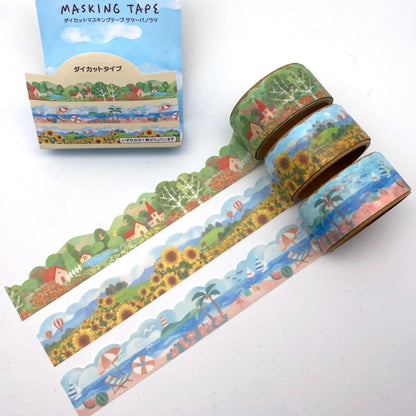 Dorf, Strand, Sonnenblumen -  Washi Tape/Masking Tape mit Konturschnitt