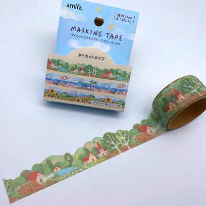 Dorf, Strand, Sonnenblumen -  Washi Tape/Masking Tape mit Konturschnitt