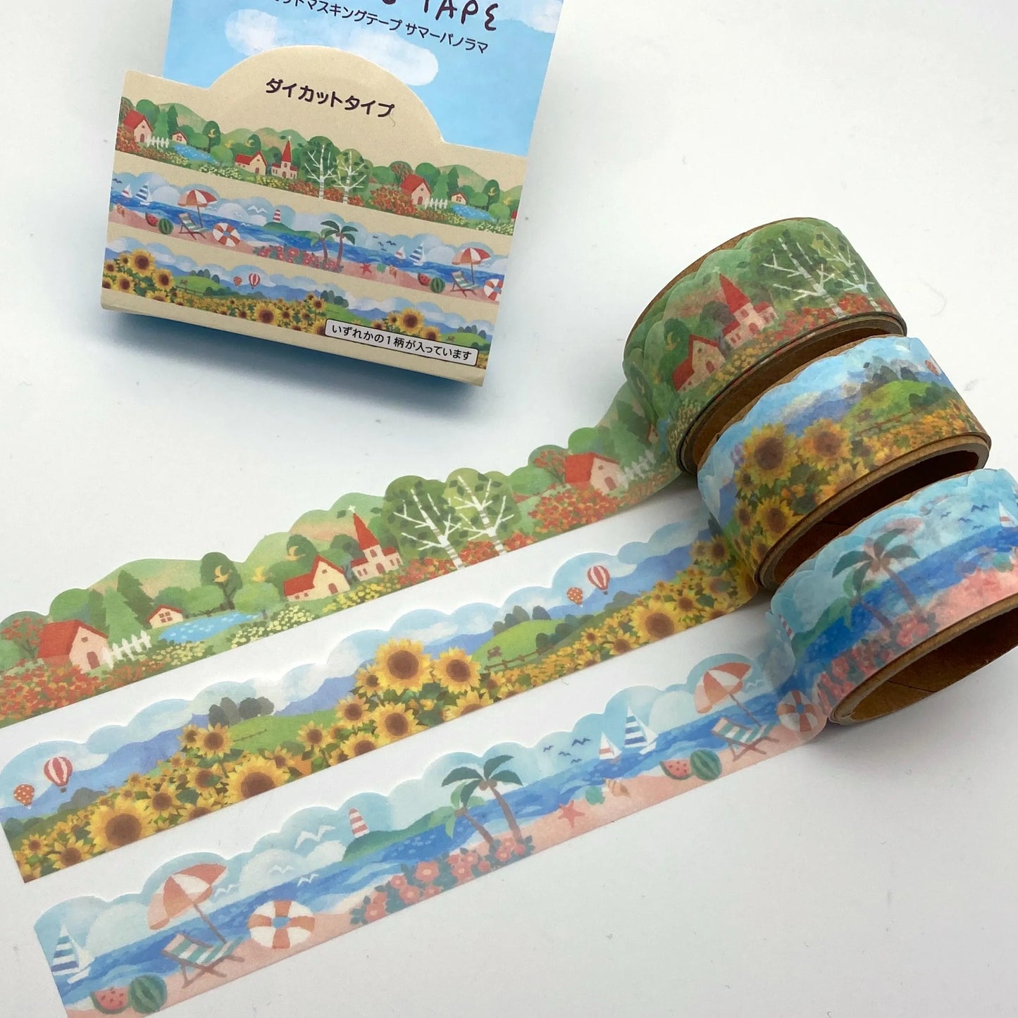 Dorf, Strand, Sonnenblumen -  Washi Tape/Masking Tape mit Konturschnitt