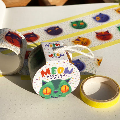 Meow -  Washi Tape / Masking Tape mit Katzenköpfen
