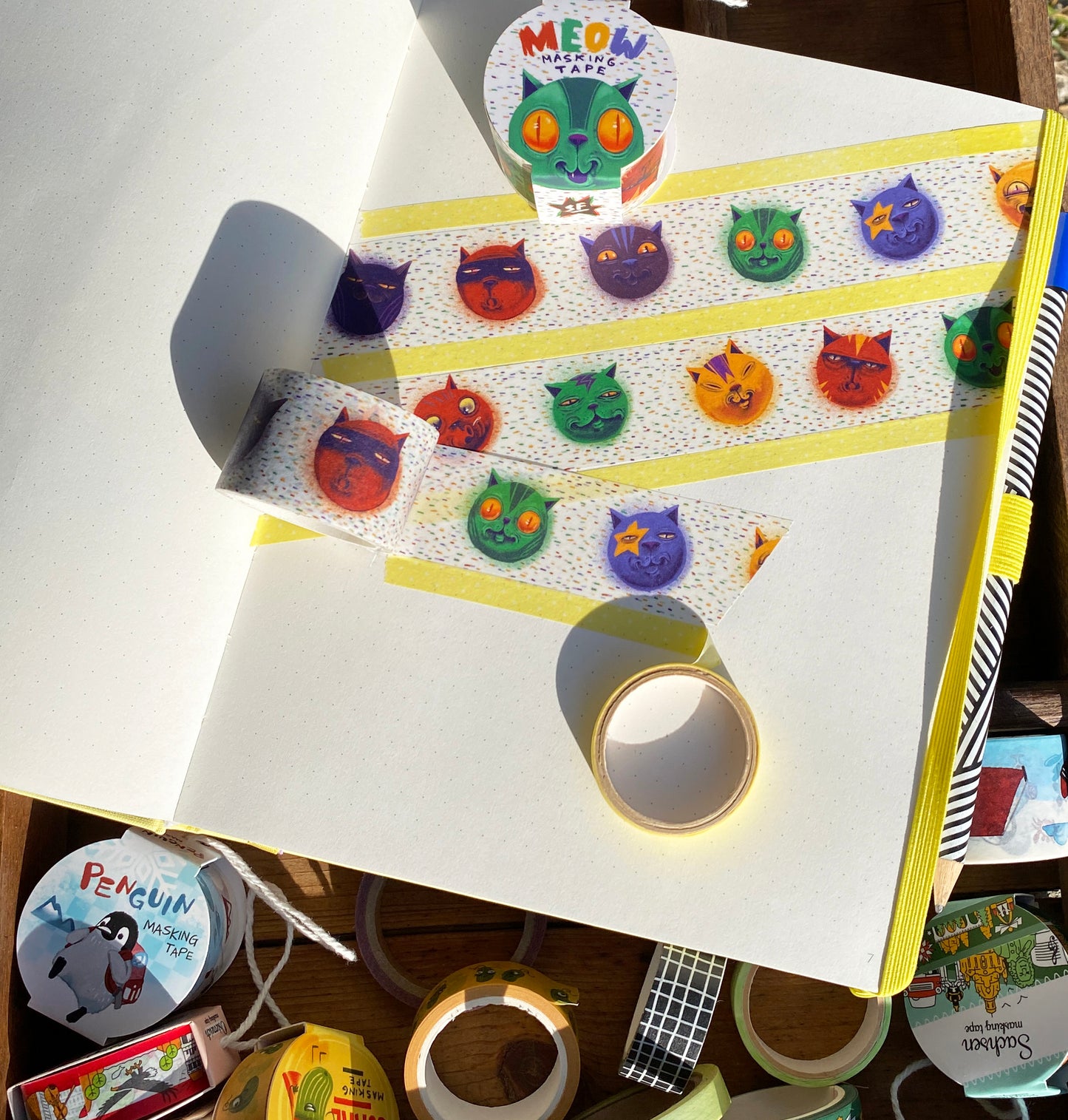 Meow -  Washi Tape / Masking Tape mit Katzenköpfen