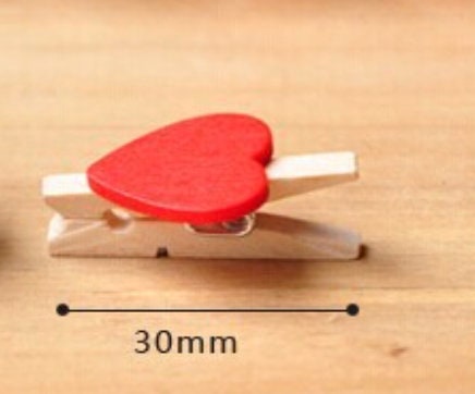 Holzklammern Miniklammern mit rotem Herz 25er Set