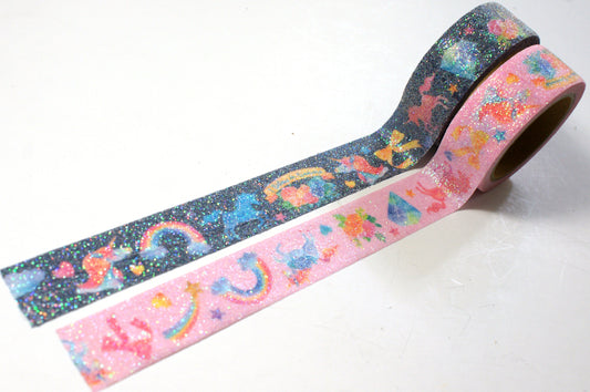 Einhorn mit Glitzerlack/ Masking Tape, Washi Tape