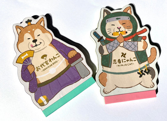 Geisha Dog / Ninja Cat Notizblock/ Memo pad Amifa
