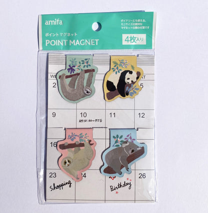 Magnet - Lesezeichen entspannte Tiere Bookmarks  4 Stück im Set