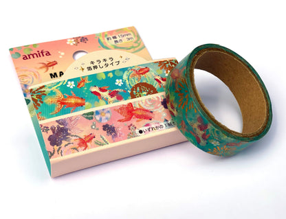 Schleierschwanz / Goldfisch Washi Tape/Masking Tape mit Folienapplikation 15mm x 3 Meter