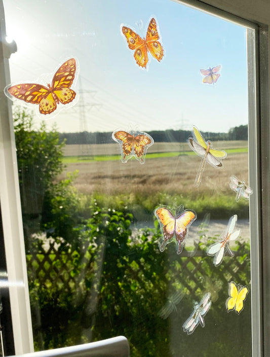 Schmetterlinge Libellen Sticker / Aufkleber je 40 Stück