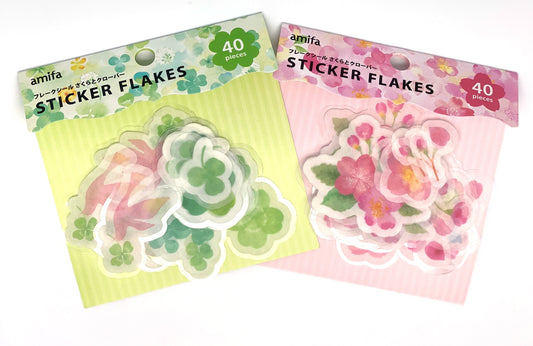 Sticker, Etiketten Aufkleber Kleeblatt Kirschblüte
