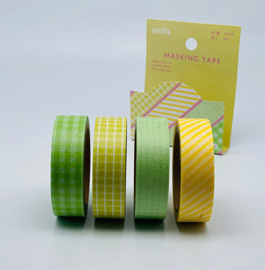 Gelb / Grün Muster Washi Tape 15mm x 8m